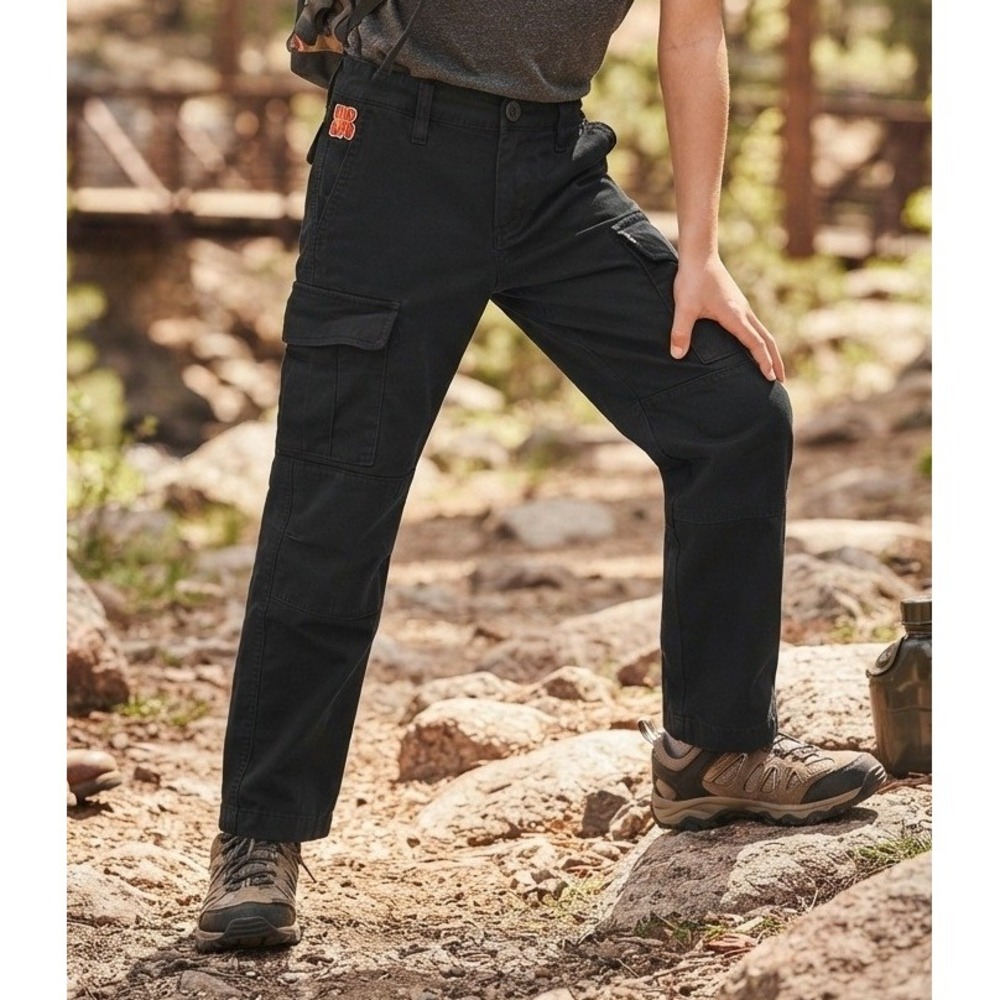 Empyre Relax Loose Fit Black Cargo Skate Pants Adjustable Waist Kids Boys Sz 24